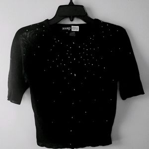 Women's Saks Fifth Avenue sheer black cardigan